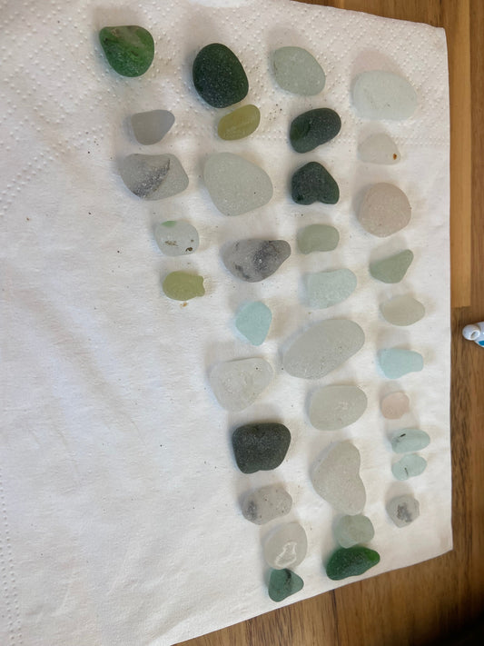 Variety of colours in seaglass …