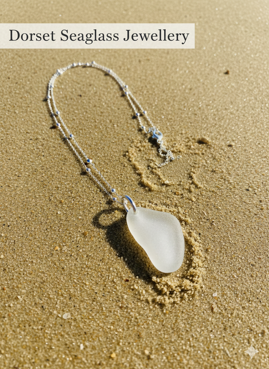 925 Recycled sterling silver clear seaglass necklace