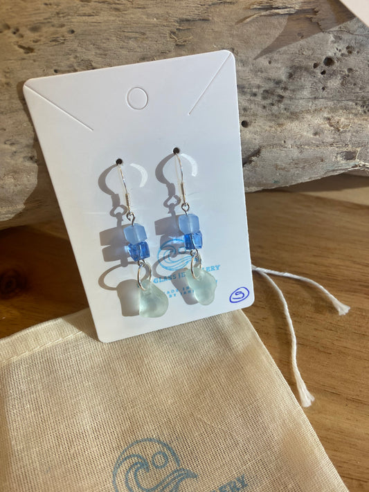 925 Sterling Silver drop sea glass earrings