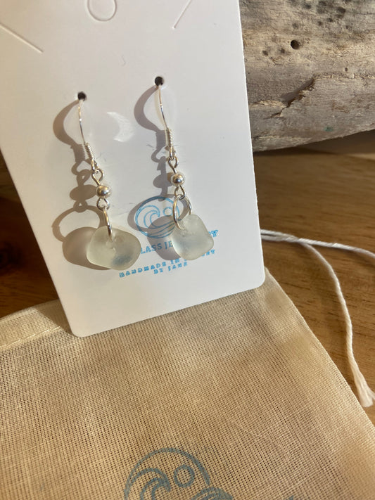 925 Sterling Silver drop earrings with sterling silver bead accent