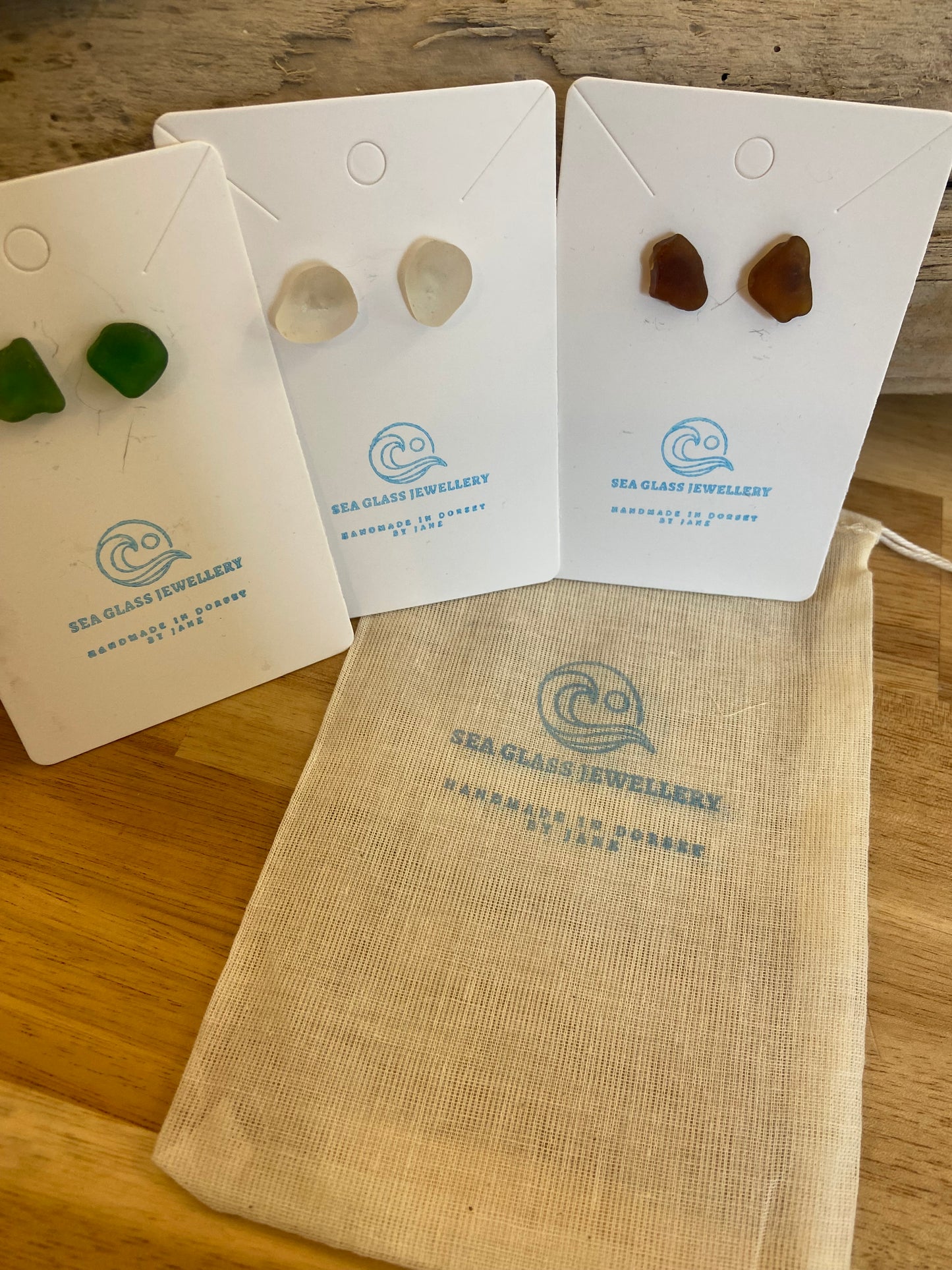 925 Sterling silver sea glass stud earrings