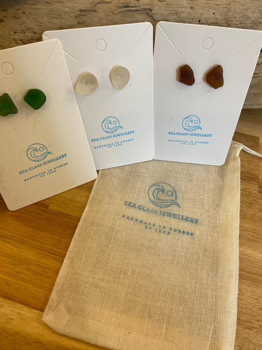 925 Sterling silver sea glass stud earrings