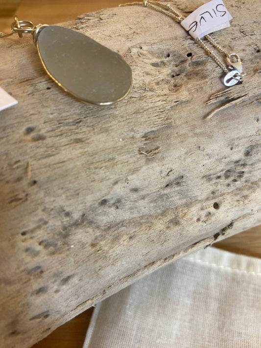 925 Sterling silver necklace with wire wrapped sea glass