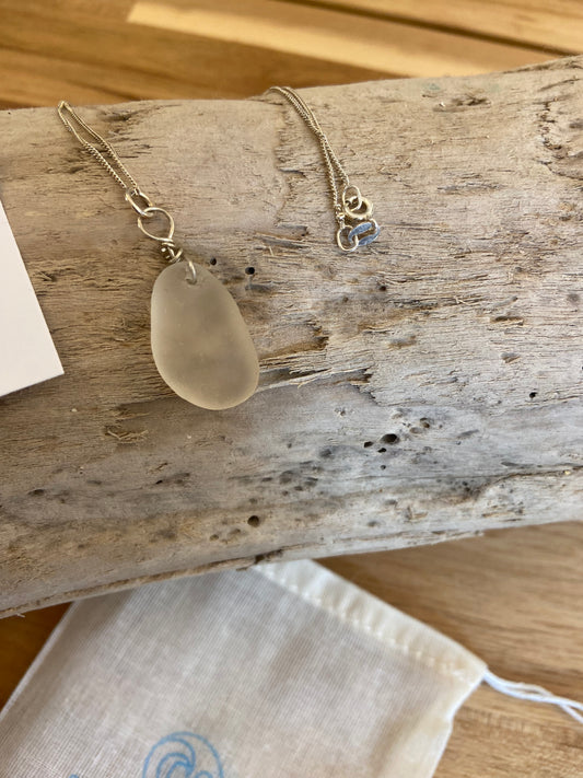 925 Sterling silver top wrapped sea glass pendant