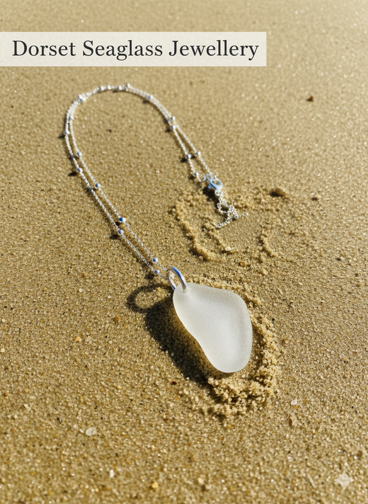 925 Recycled sterling silver clear seaglass necklace